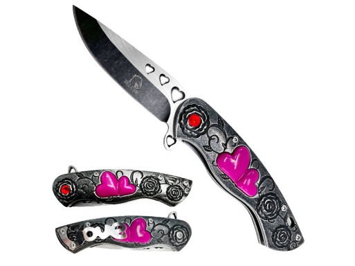 Falcon 7.75"  Flames Spring Assisted Pocket Knife KS3615BK